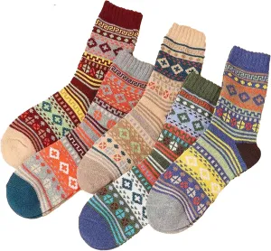 5 Pairs mens Wool Socks Winter Soft Cozy Crew Socks Thick Warm Wool Knit Boots Socks for men