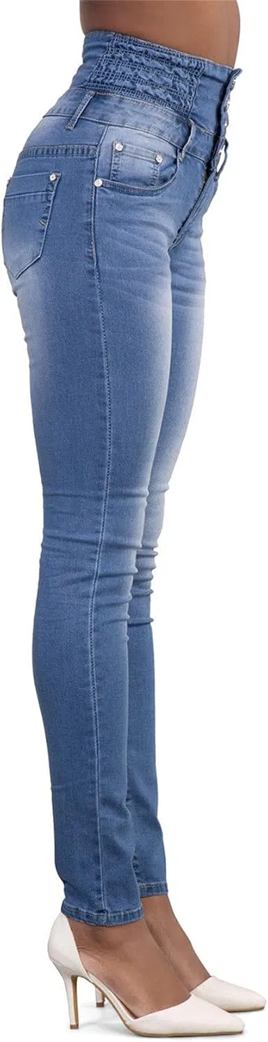 Andongnywell Women's Jeans Casual High Waist Trousers Skinny Plus Size Denim Pants Slim Fit Leggings
