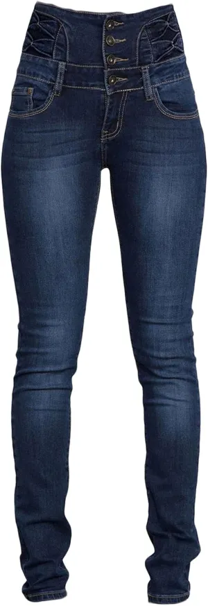 Andongnywell Women's Jeans Casual High Waist Trousers Skinny Plus Size Denim Pants Slim Fit Leggings
