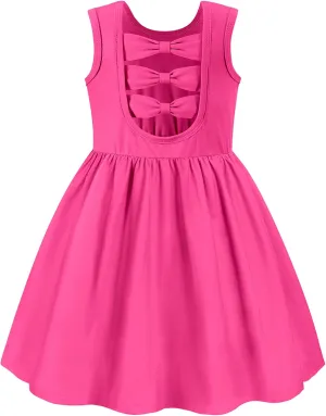 Arshiner Toddler Girls Summer Dress Back Bowknot Sleeveless Twirly Casual Beach Party Sundress with Pockets