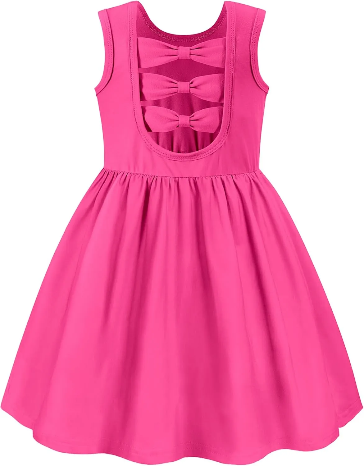 Arshiner Toddler Girls Summer Dress Back Bowknot Sleeveless Twirly Casual Beach Party Sundress with Pockets