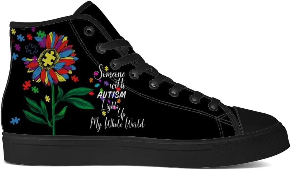 Autism Awareness High Top Shoes for Men Women Autism High Top Canvas Sneakers Casual Shoes Gifts for Him Her