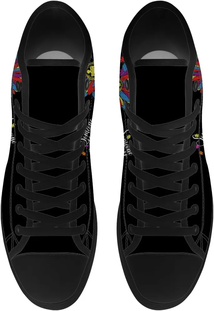 Autism Awareness High Top Shoes for Men Women Autism High Top Canvas Sneakers Casual Shoes Gifts for Him Her