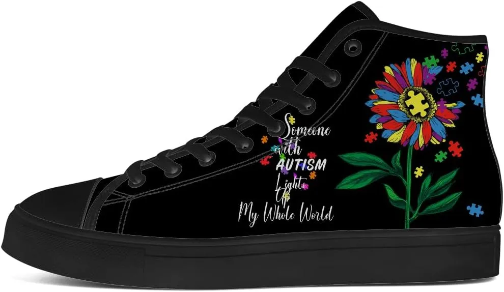 Autism Awareness High Top Shoes for Men Women Autism High Top Canvas Sneakers Casual Shoes Gifts for Him Her