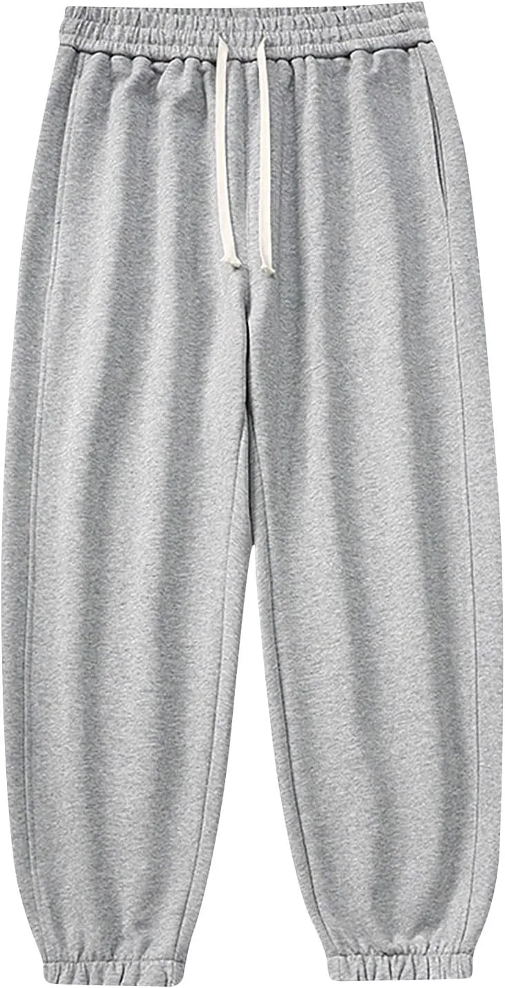 Aymnlox Mens Fashion Pants Solid Color Jogger Hiking Casual Pants Relaxed Fit Elastic Waist Drawstring Tapered Work Trousers