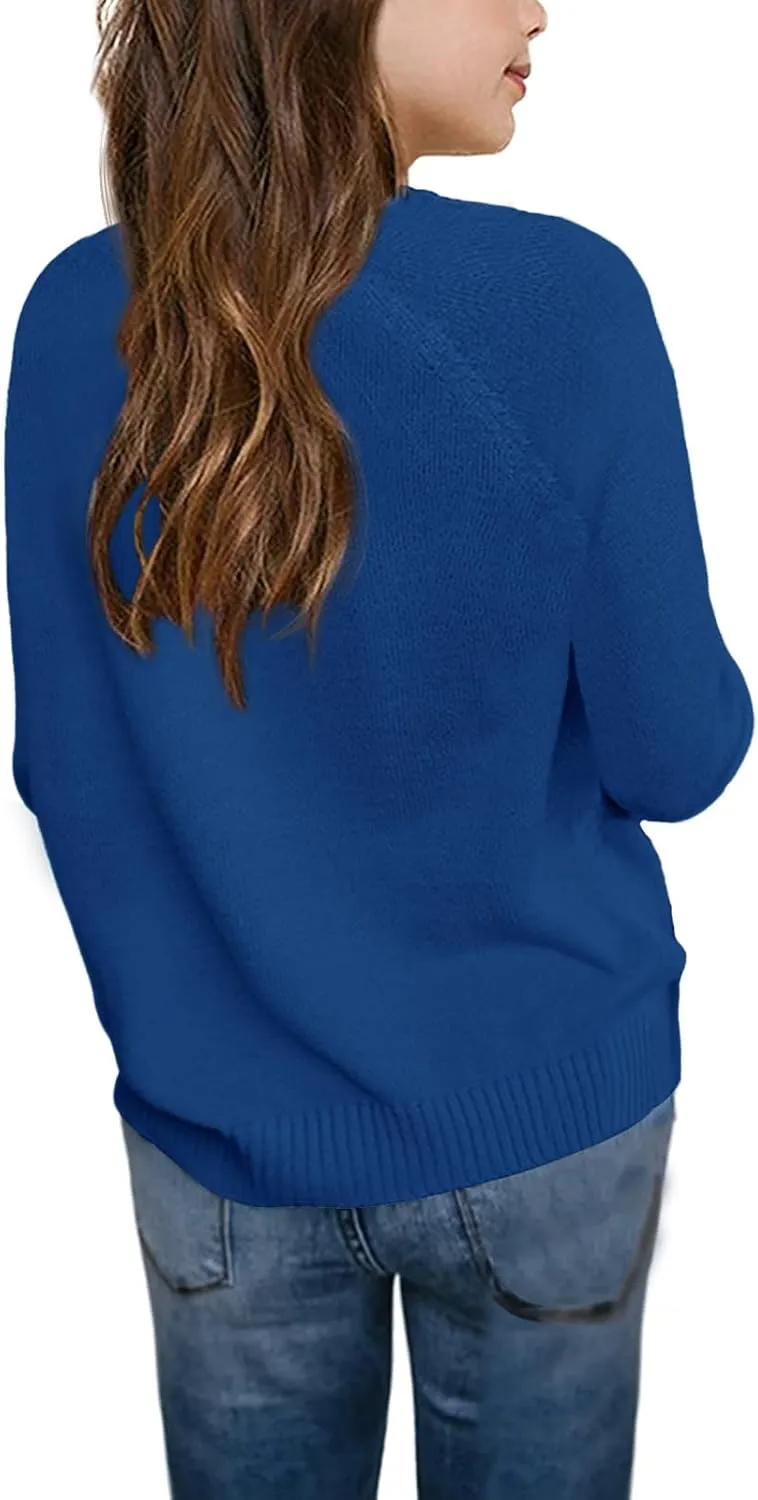 Batermoon Girls' Pullover Sweaters Long Sleeve Cute Heart Pattern Crewneck Knit Jumper Tops