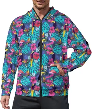 Birds Print Hoodies For Men Women Long Sleeve Casual Zip Up Hooded Sweatshirt Jacket Coat With Pocket