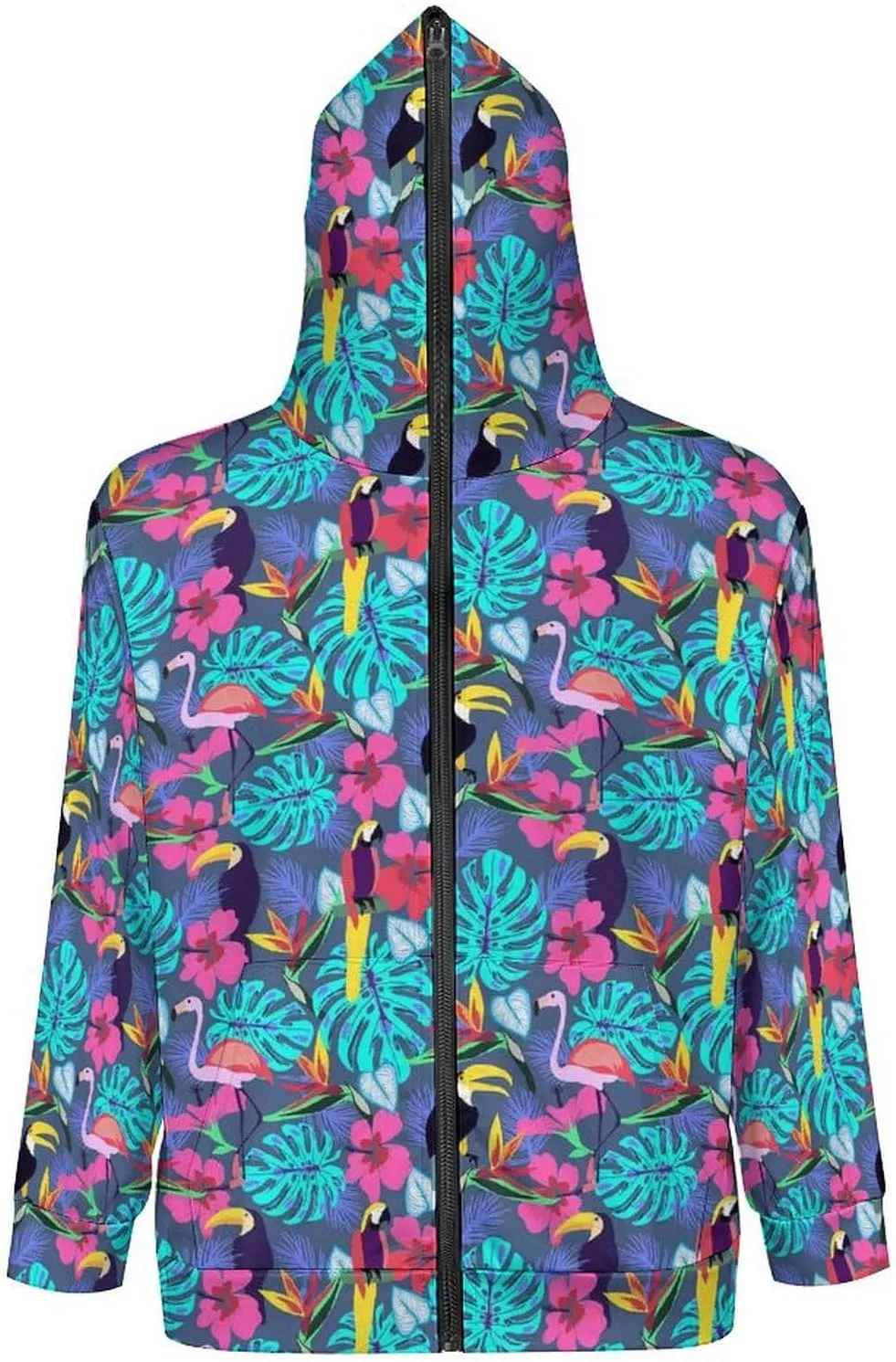 Birds Print Hoodies For Men Women Long Sleeve Casual Zip Up Hooded Sweatshirt Jacket Coat With Pocket