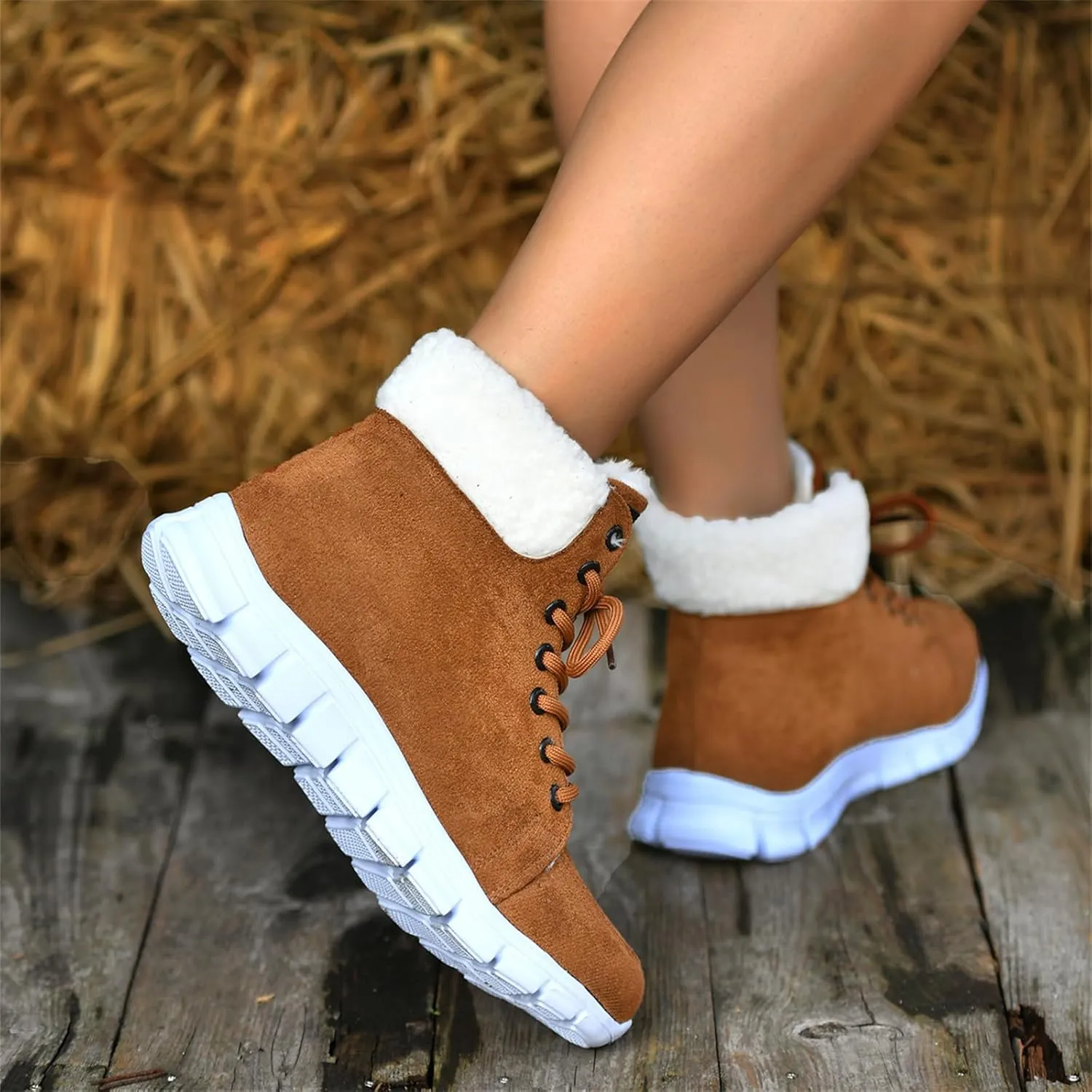 Boots For Women 2024 Ankle Booties Warm Fur Lined Winter Snow Outdoor Short Booties Fashion Slip On Loafers Shoes