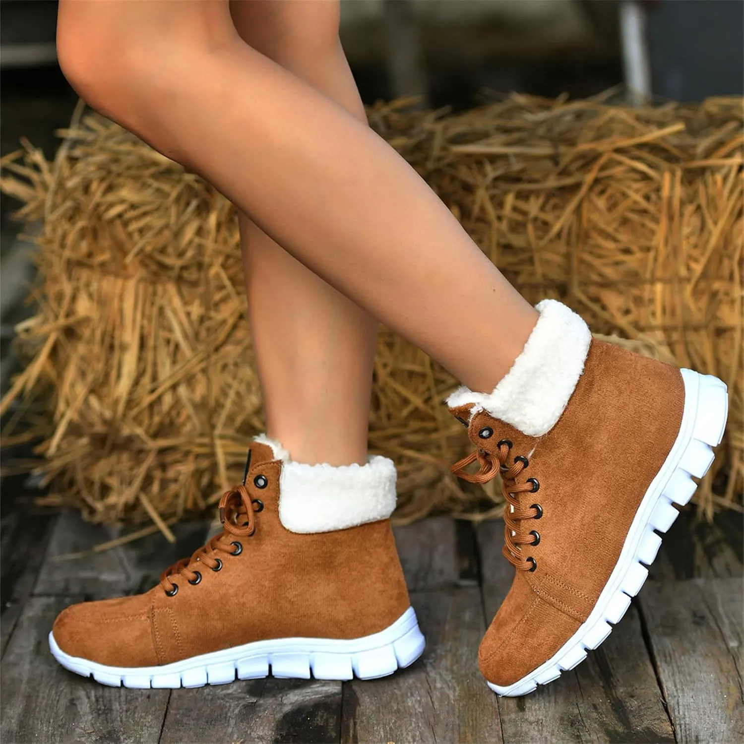 Boots For Women 2024 Ankle Booties Warm Fur Lined Winter Snow Outdoor Short Booties Fashion Slip On Loafers Shoes