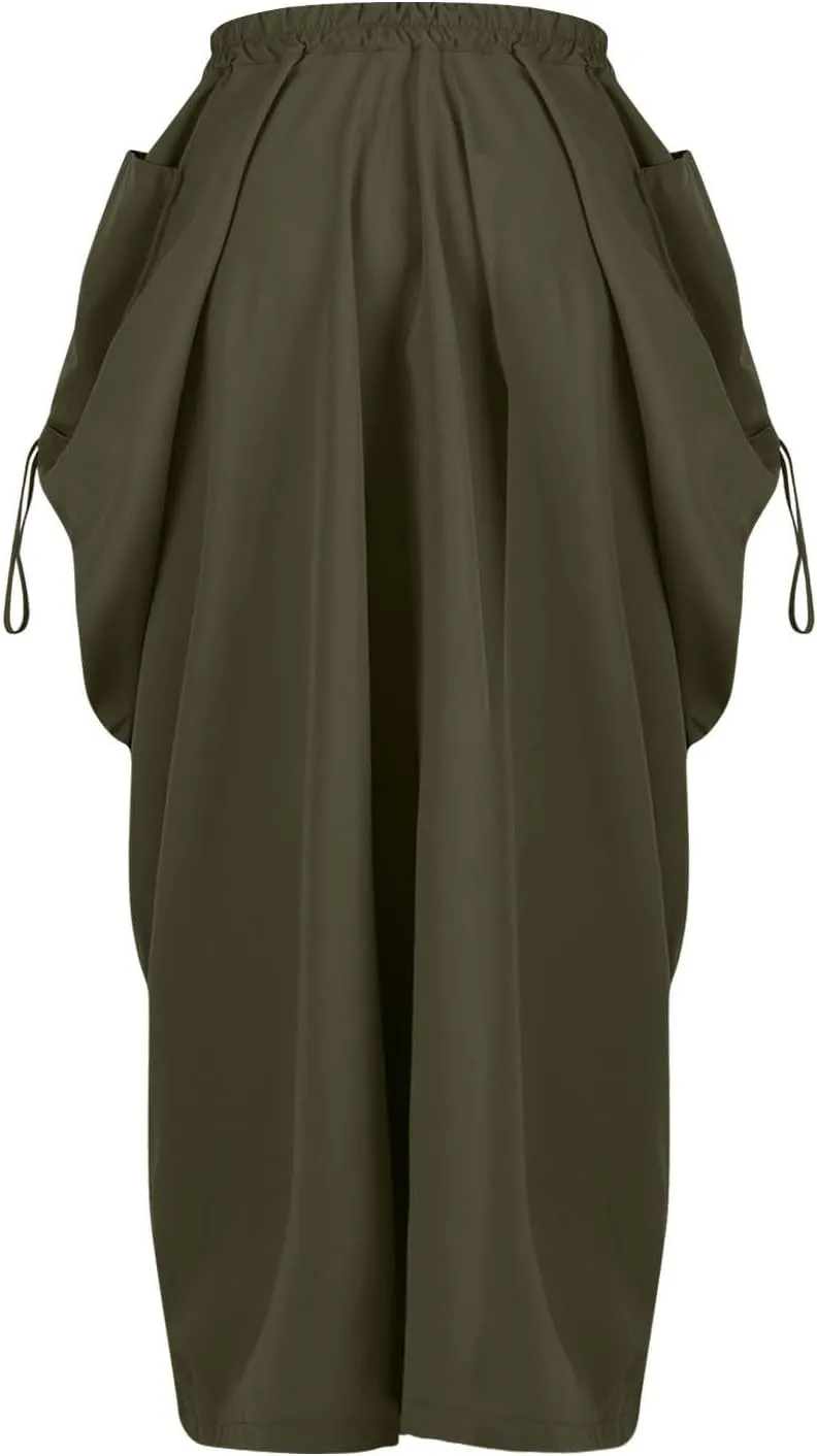 Bubble Skirts for Women Summer Casual High Waisted Gypsy Maxi Skirt Ankle Length Beach Long Boho Skirt with Pockets