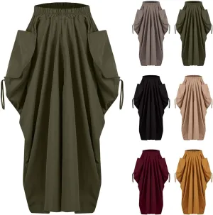 Bubble Skirts for Women Summer Casual High Waisted Gypsy Maxi Skirt Ankle Length Beach Long Boho Skirt with Pockets