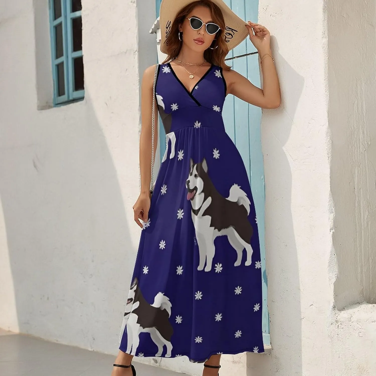 Casual Summer Tank Dress Sleeveless Fitted Beach Swing Dress