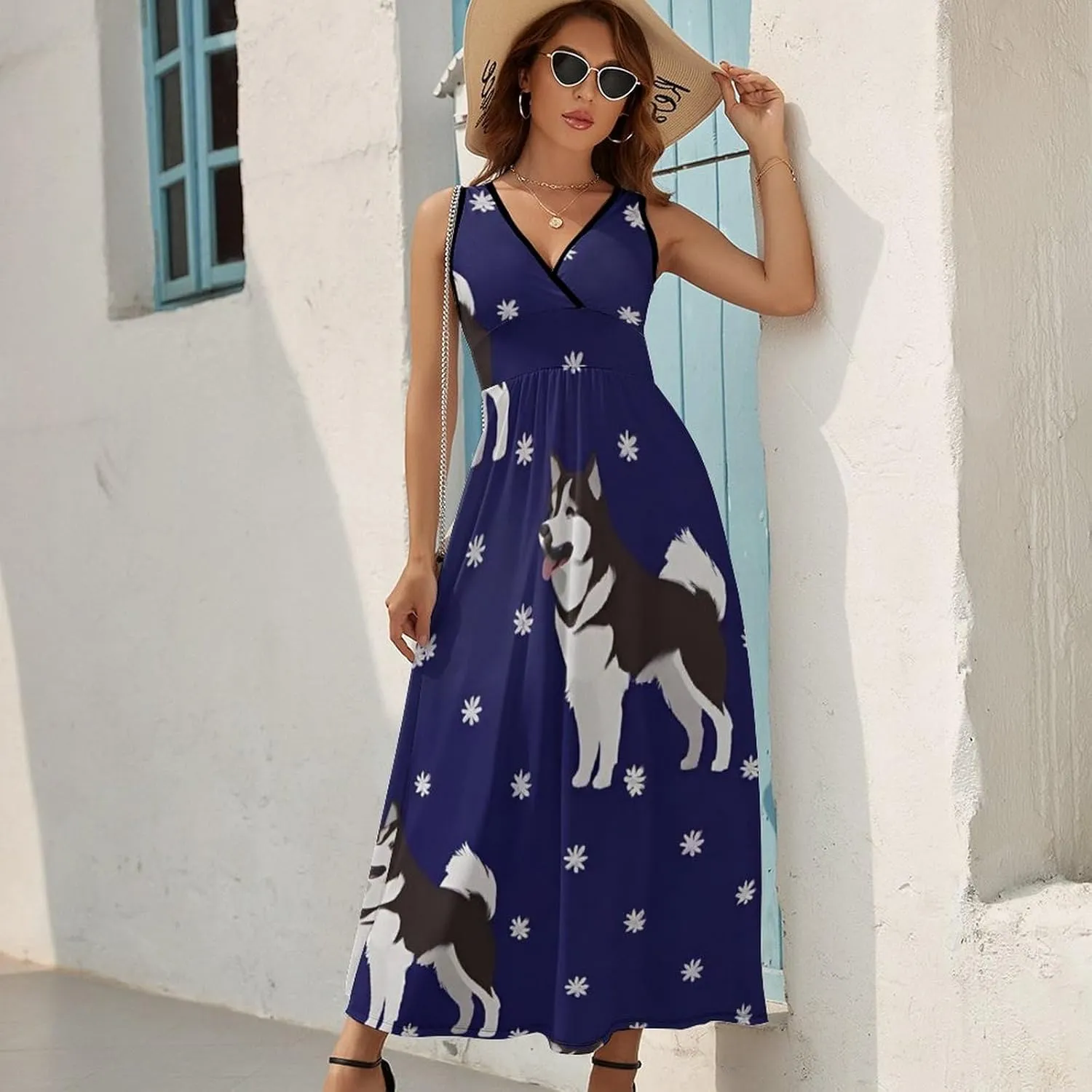 Casual Summer Tank Dress Sleeveless Fitted Beach Swing Dress