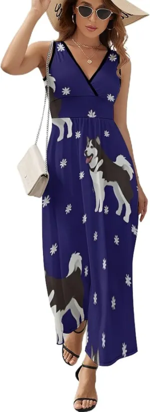 Casual Summer Tank Dress Sleeveless Fitted Beach Swing Dress