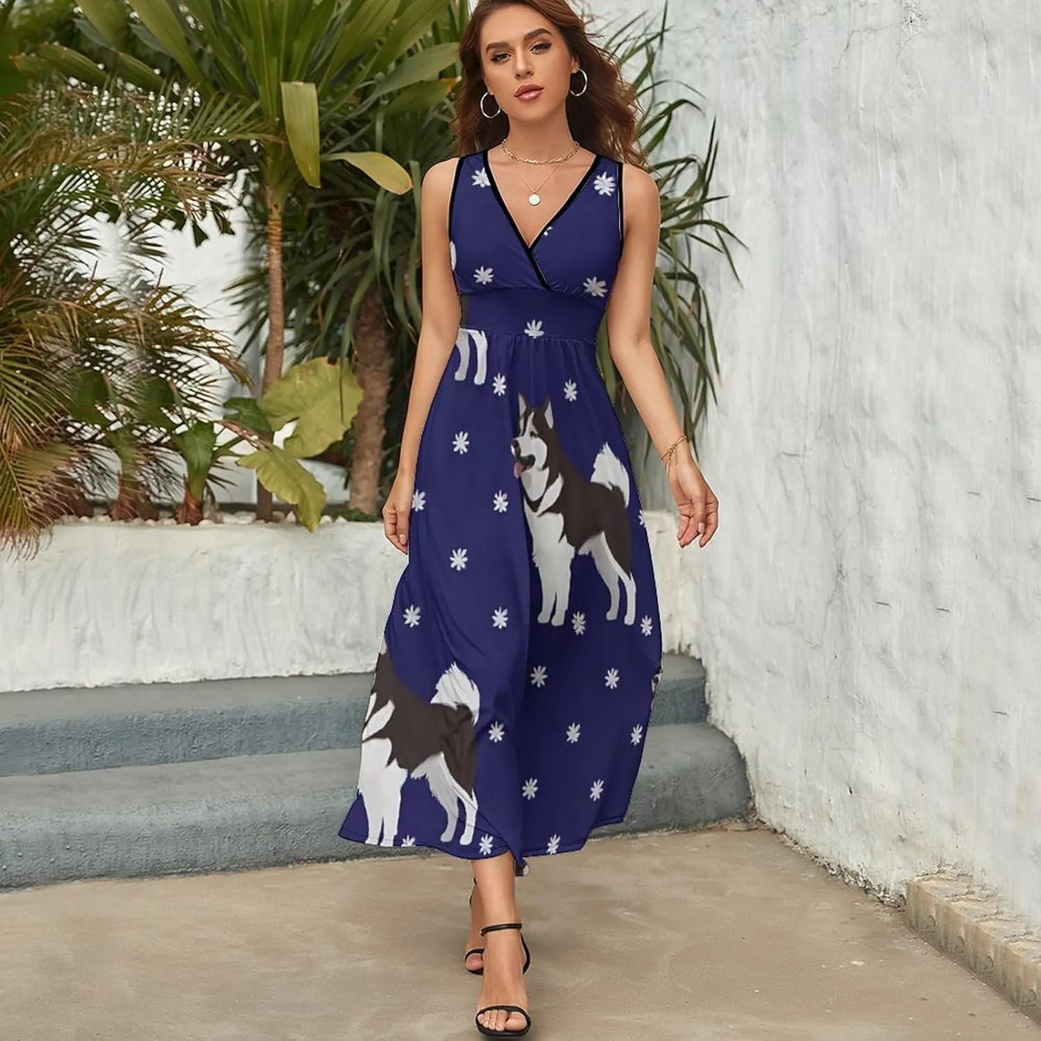 Casual Summer Tank Dress Sleeveless Fitted Beach Swing Dress