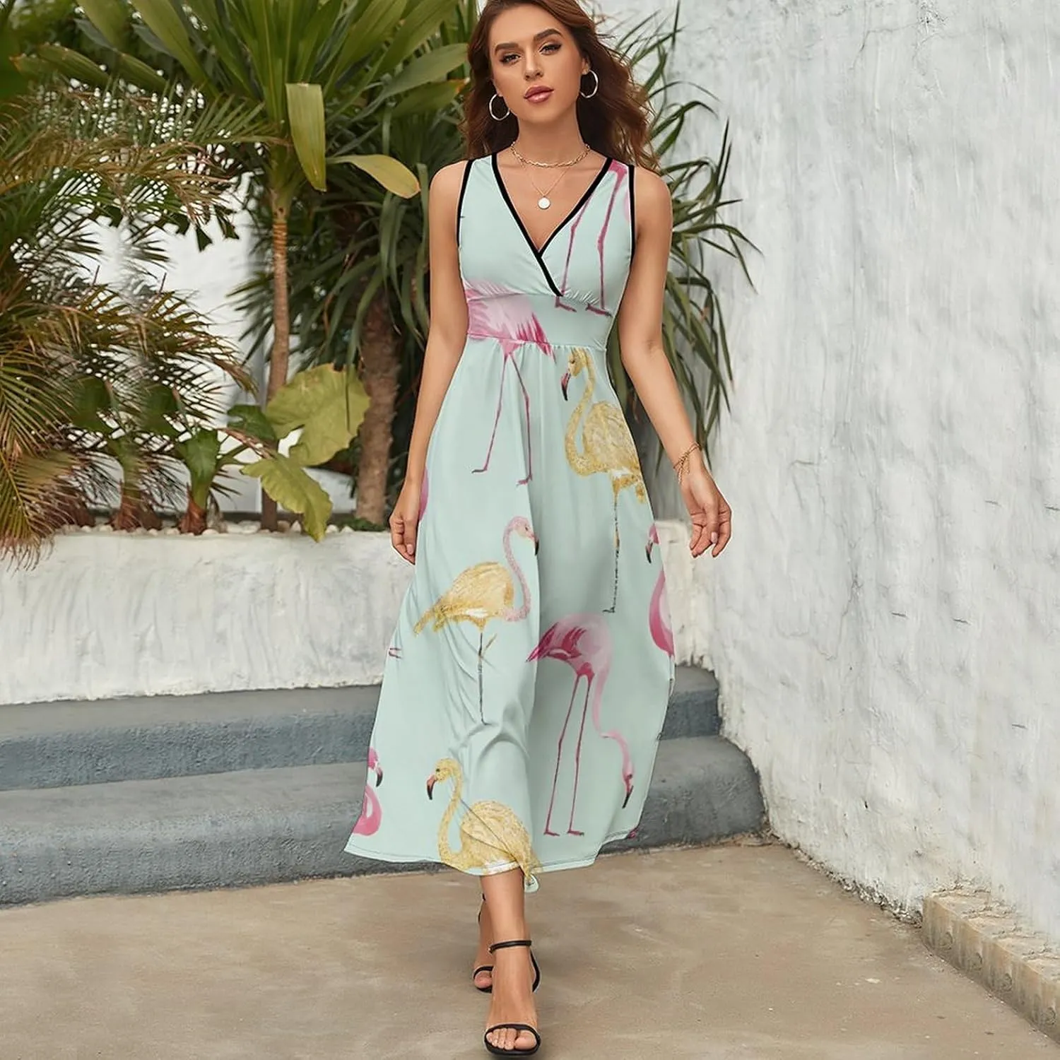 Casual Tank Dress Sleeveless Standard-Fit Holiday Dress