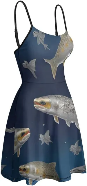 Casual Tank Dress U-Neck Sleeveless Adjustable Beach Dress