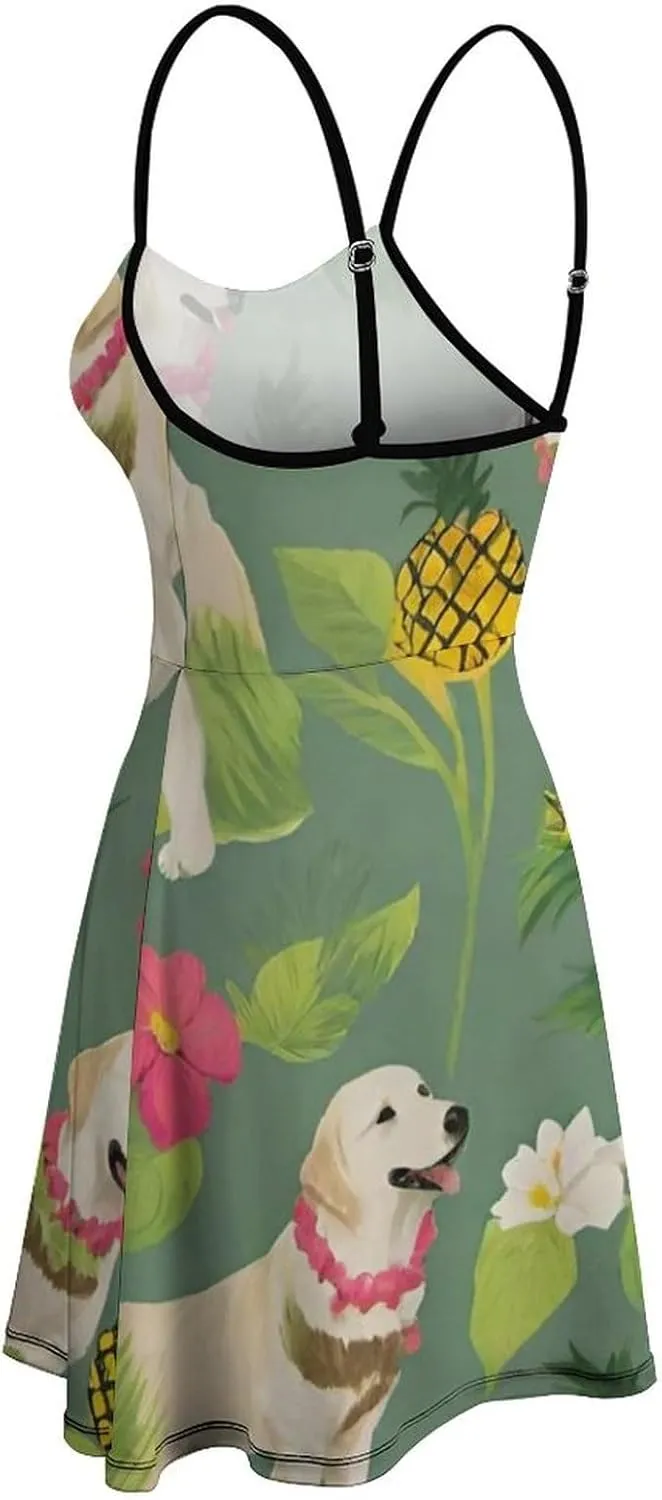Casual Tank Dress U-Neck Sleeveless Adjustable Beach Dress