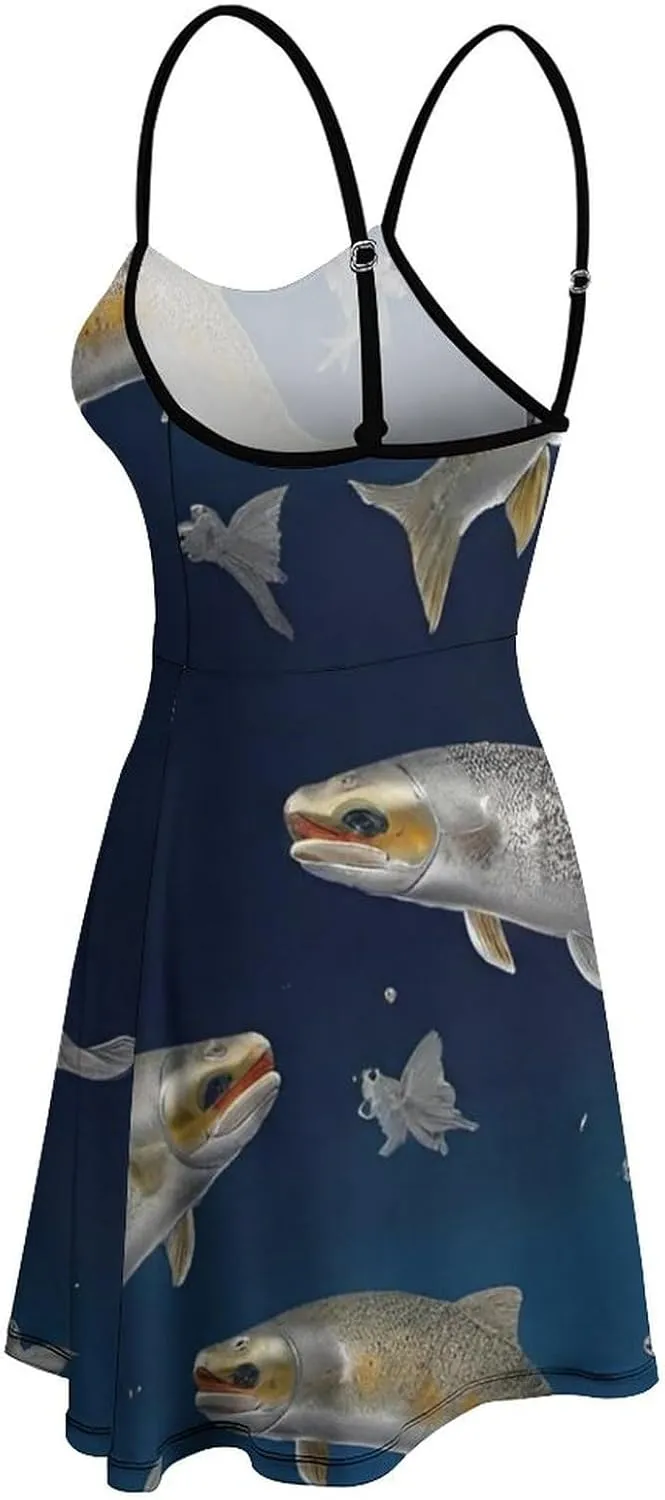Casual Tank Dress U-Neck Sleeveless Adjustable Beach Dress