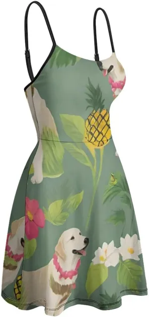 Casual Tank Dress U-Neck Sleeveless Adjustable Beach Dress