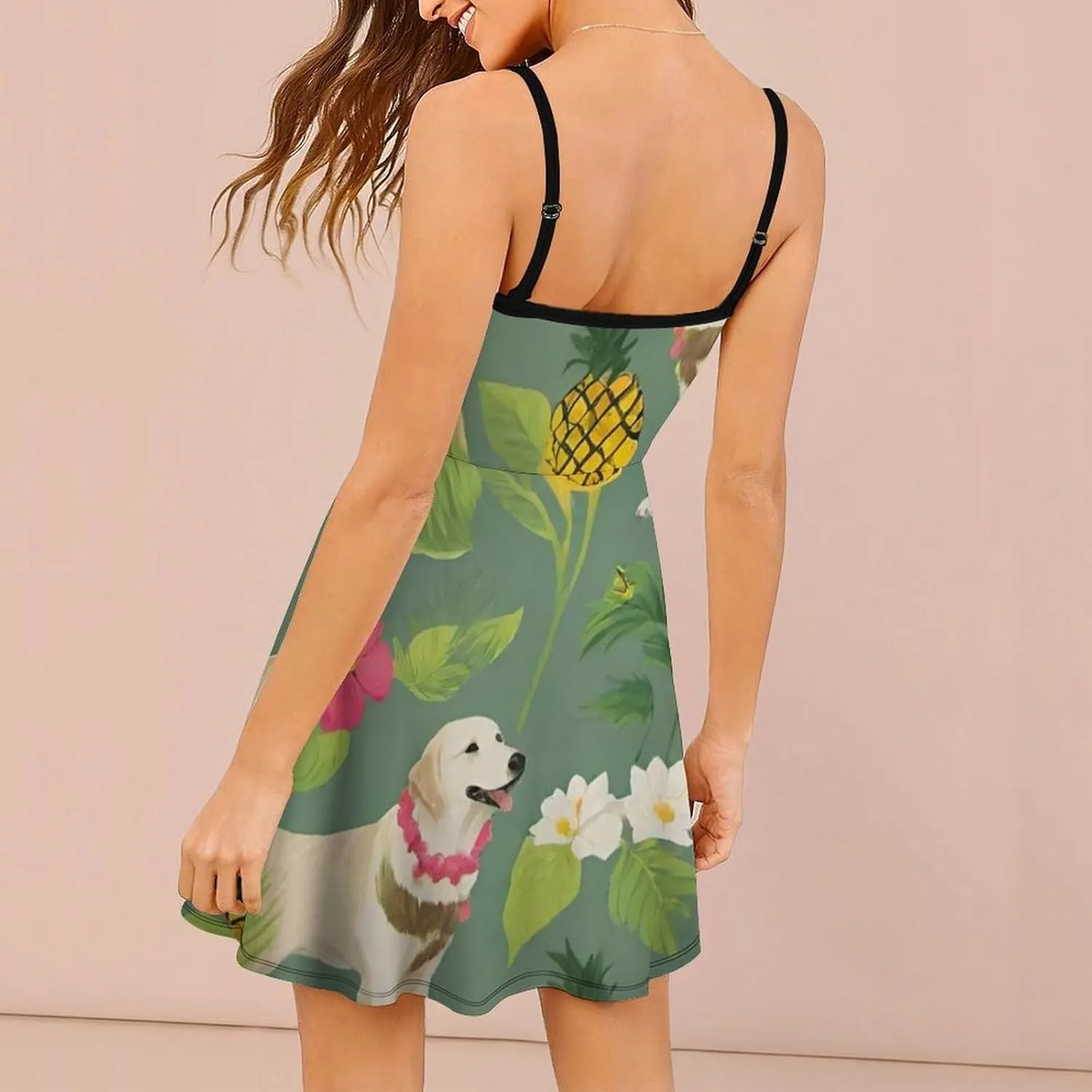 Casual Tank Dress U-Neck Sleeveless Adjustable Beach Dress