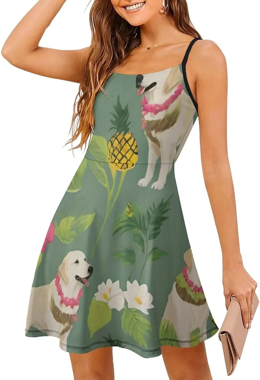 Casual Tank Dress U-Neck Sleeveless Adjustable Beach Dress
