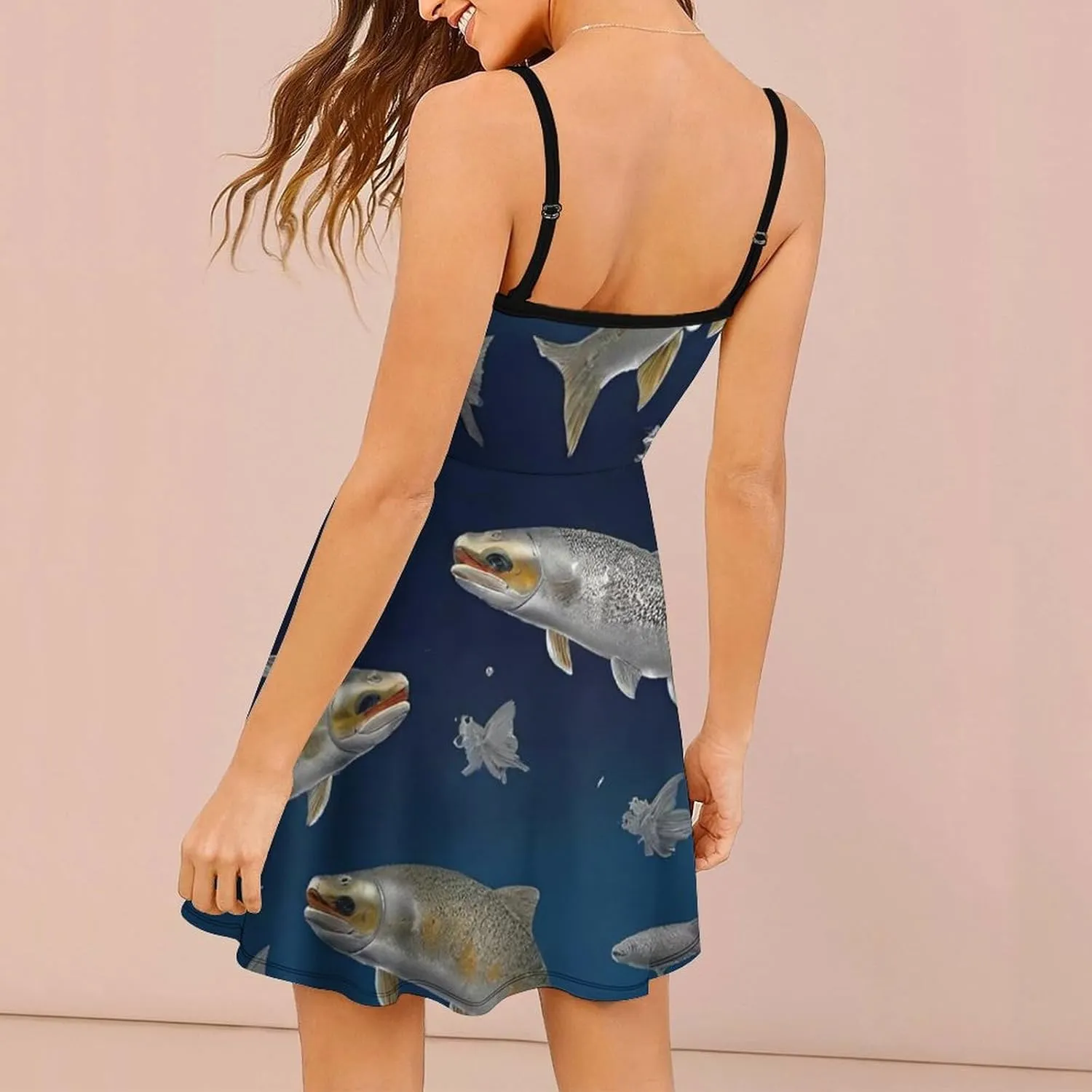 Casual Tank Dress U-Neck Sleeveless Adjustable Beach Dress