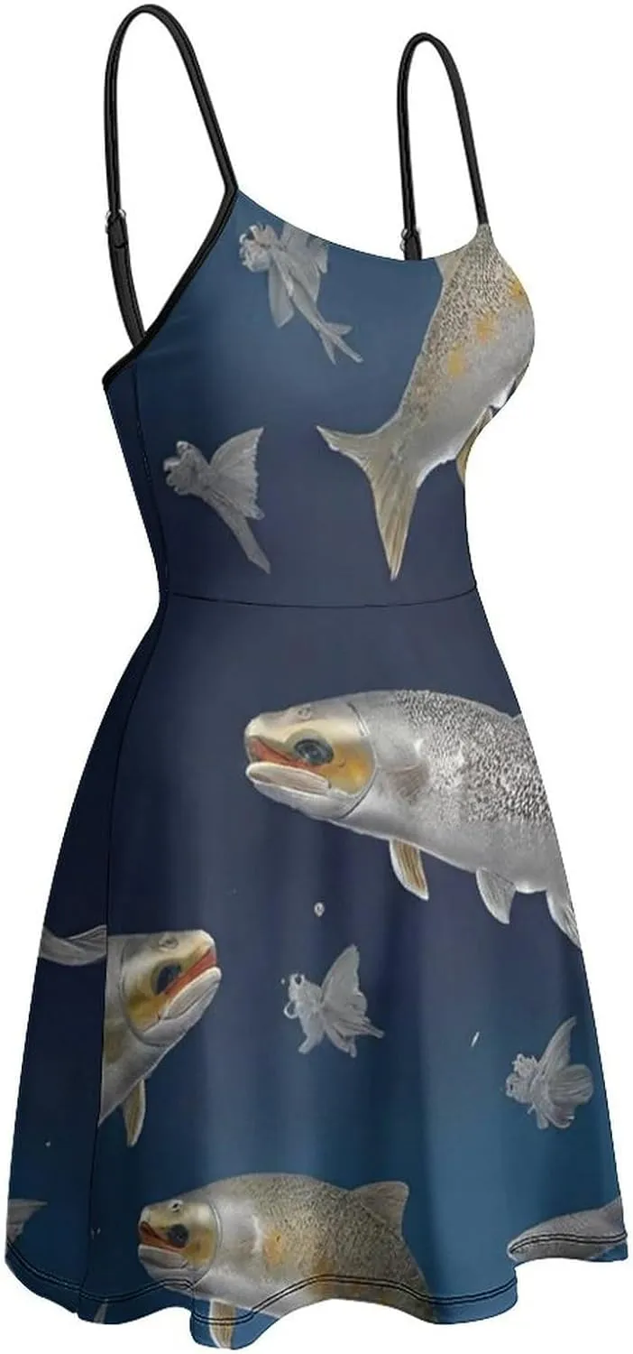 Casual Tank Dress U-Neck Sleeveless Adjustable Beach Dress