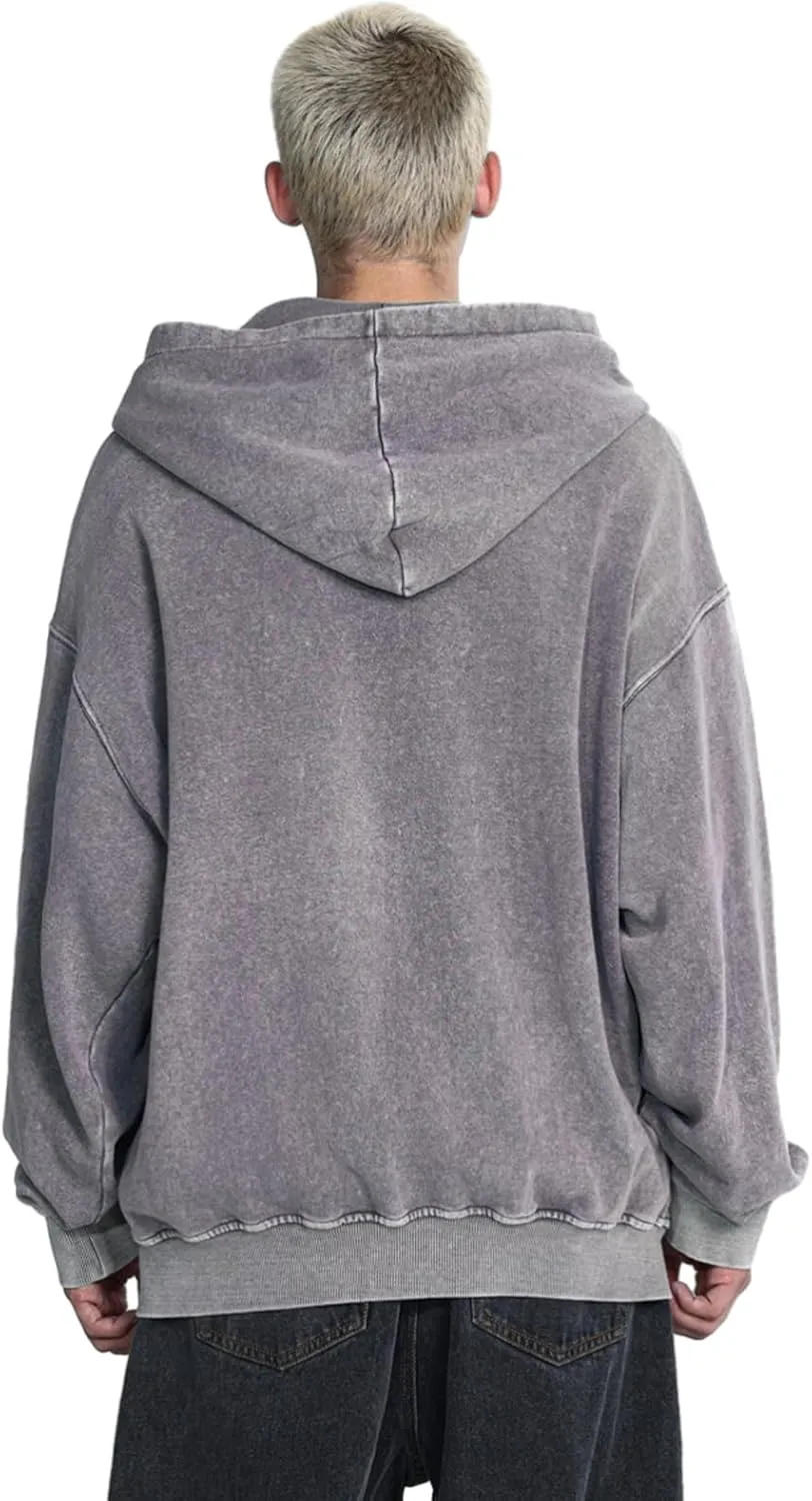 Chainsaw Man Mens Streetwear Zip Up Hoodie Saint Graphic Long Sleeve Jacket with Pockets Casual Letter Print Sweatshirt