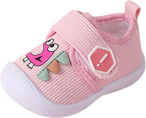 Children Toddler Cotton Shoes Girls Boys Summer Rubber Sole Hook&Loop Casual Slip on Knit Shoes