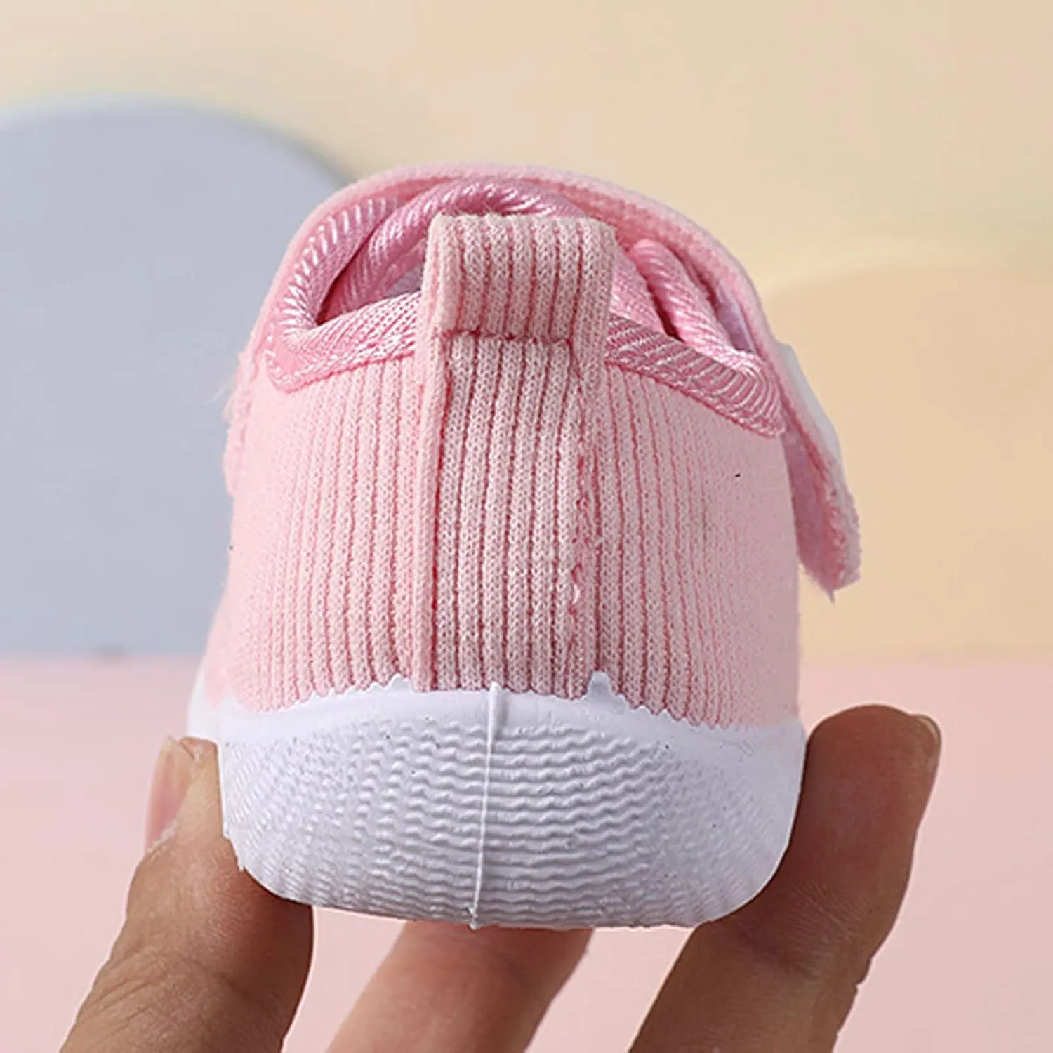 Children Toddler Cotton Shoes Girls Boys Summer Rubber Sole Hook&Loop Casual Slip on Knit Shoes