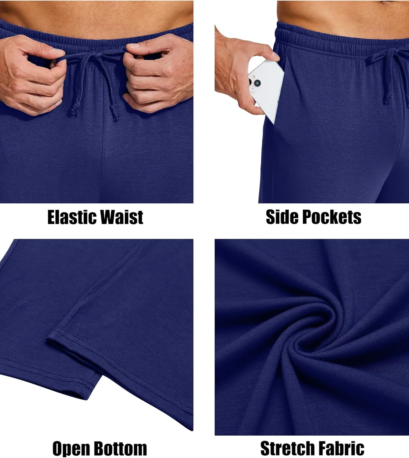 COOFANDY Men's Yoga Sweatpants Lightweight Open Bottom Lounge Pants Casual Drawstring Sweat Pants with Pockets