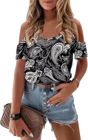 CRAZY GRID Women's T-Shirt Short Sleeve V-Neck Tops 2025 Summer Graphic Trendy Casual Comfy Tshirts