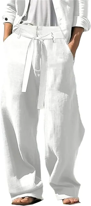 DGHM-JLMY Men's Casual Wide-Legged Fashion Sweatpants Versatile Draped Baggy Pants Essential Solid Color Business Trousers