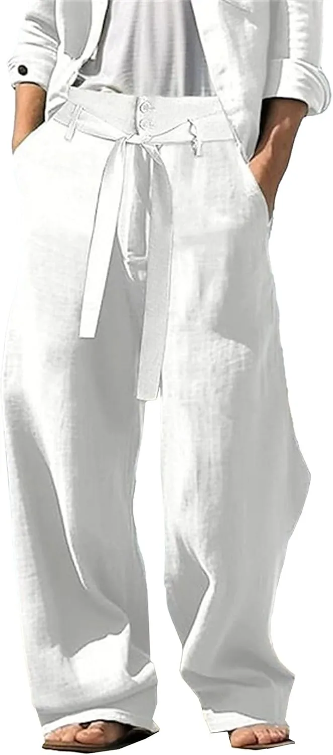 DGHM-JLMY Men's Casual Wide-Legged Fashion Sweatpants Versatile Draped Baggy Pants Essential Solid Color Business Trousers