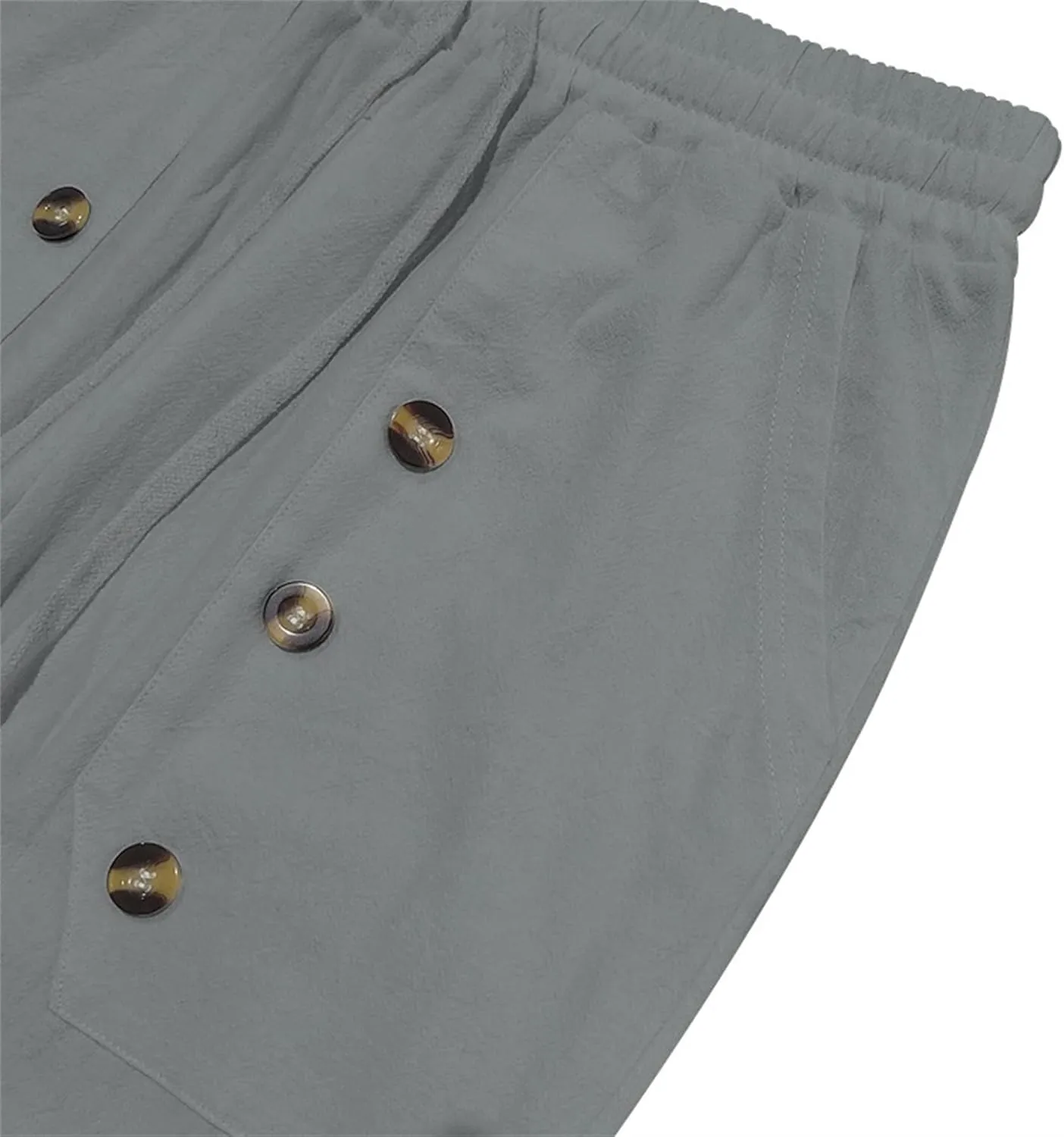 DGHM-JLMY Men's Multi Button Cotton Linen Loose Pants Trendy Essential Hip Hop Trousers Daily Casual Hawaiian Beach Pant