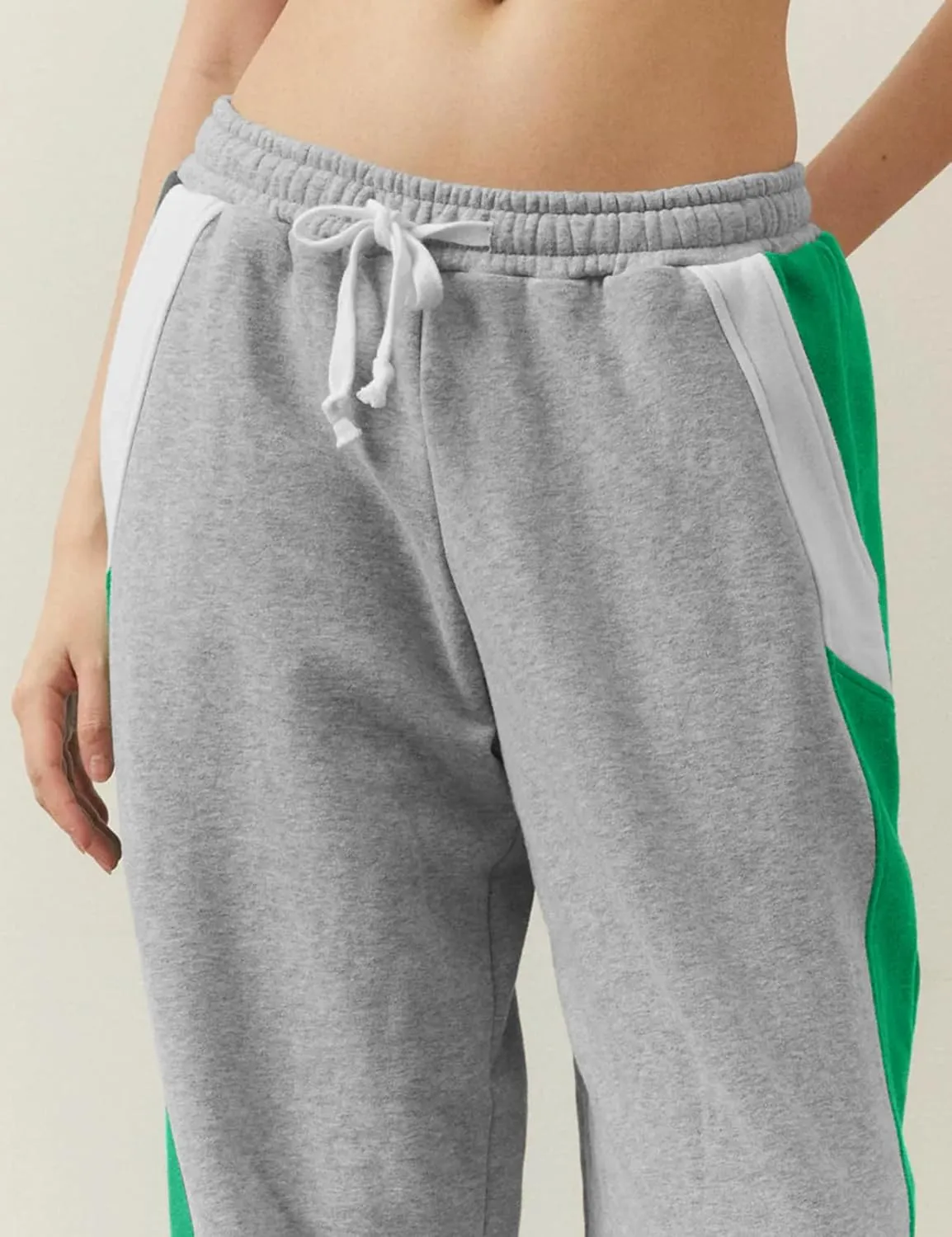Eisctnd Women Colorblock Sweatpants Warm Sherpa Lined Athletic Fleece Jogger Pants Drawstring Winter Workout Trousers