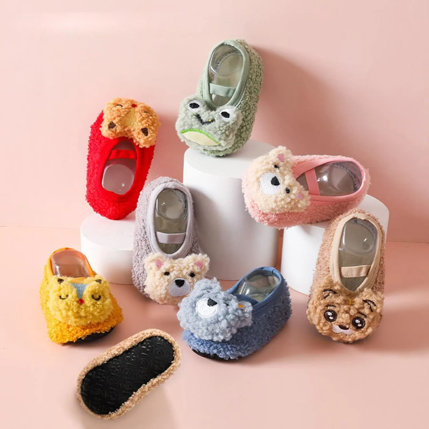 EnJoCho Tennis Shoes for Girls Boys And Girls Cartoon Character Pattern Warm Toddler Shoes Indoor Floor Socks Non Slip Shoes