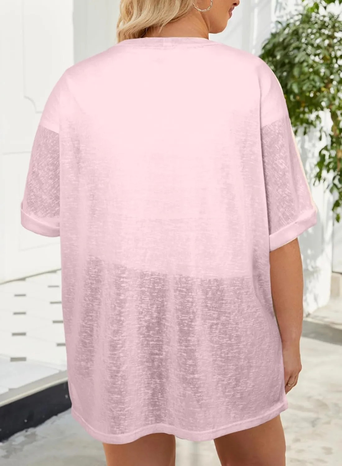 Eytino Womens Plus Size Cardigan Casual Short Sleeve Lightweight Kimono Open Front Coverup Tops(1X-5X)