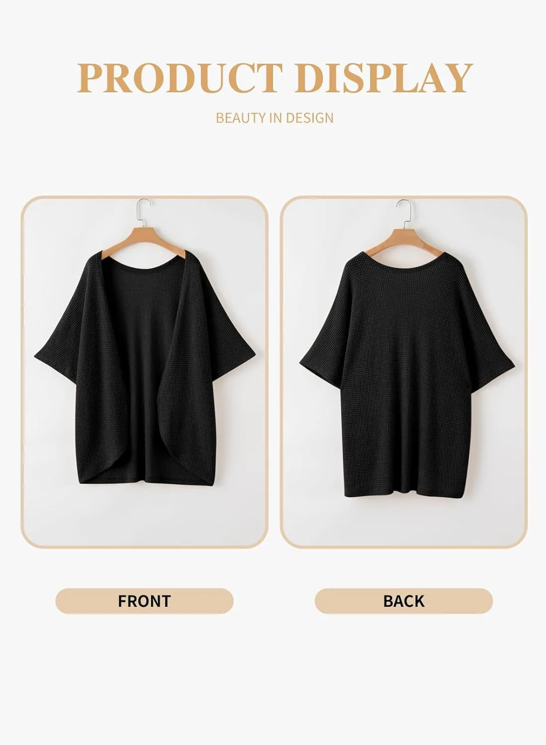 Eytino Womens Plus Size Cardigan Casual Short Sleeve Waffle Knit Kimono Open Front Tops(1X-5X)