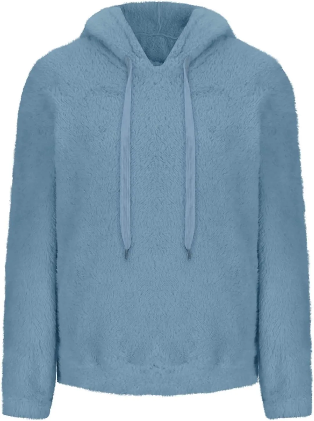 Fuzzy Fleece Hoodies For Women Casual Long Sleeve Shaggy Sherpa Pullover Tops Winter Warm Clothes With Pockets