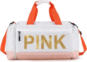 Gym Bag for Women Men, Duffle Shoulder Bags Sports Tote Bags, Waterproof Weekend Bags for Travel, Hiking, Workouts, Perfect for Mom's Gifts(White)