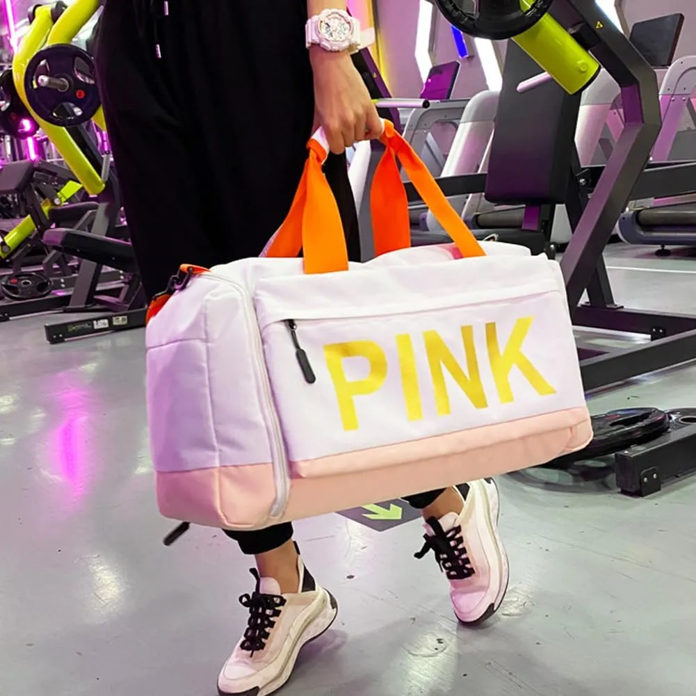 Gym Bag for Women Men, Duffle Shoulder Bags Sports Tote Bags, Waterproof Weekend Bags for Travel, Hiking, Workouts, Perfect for Mom's Gifts(White)