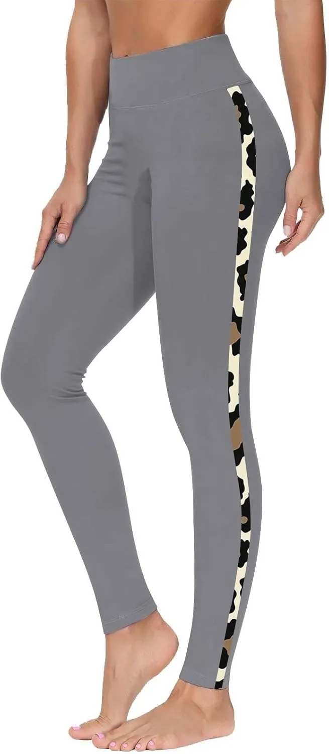 High-Waisted Stretch Yoga Pants for Women Leopard Printed Side Daily Sweatpants Stylish Casual Pant Suitable Exercise