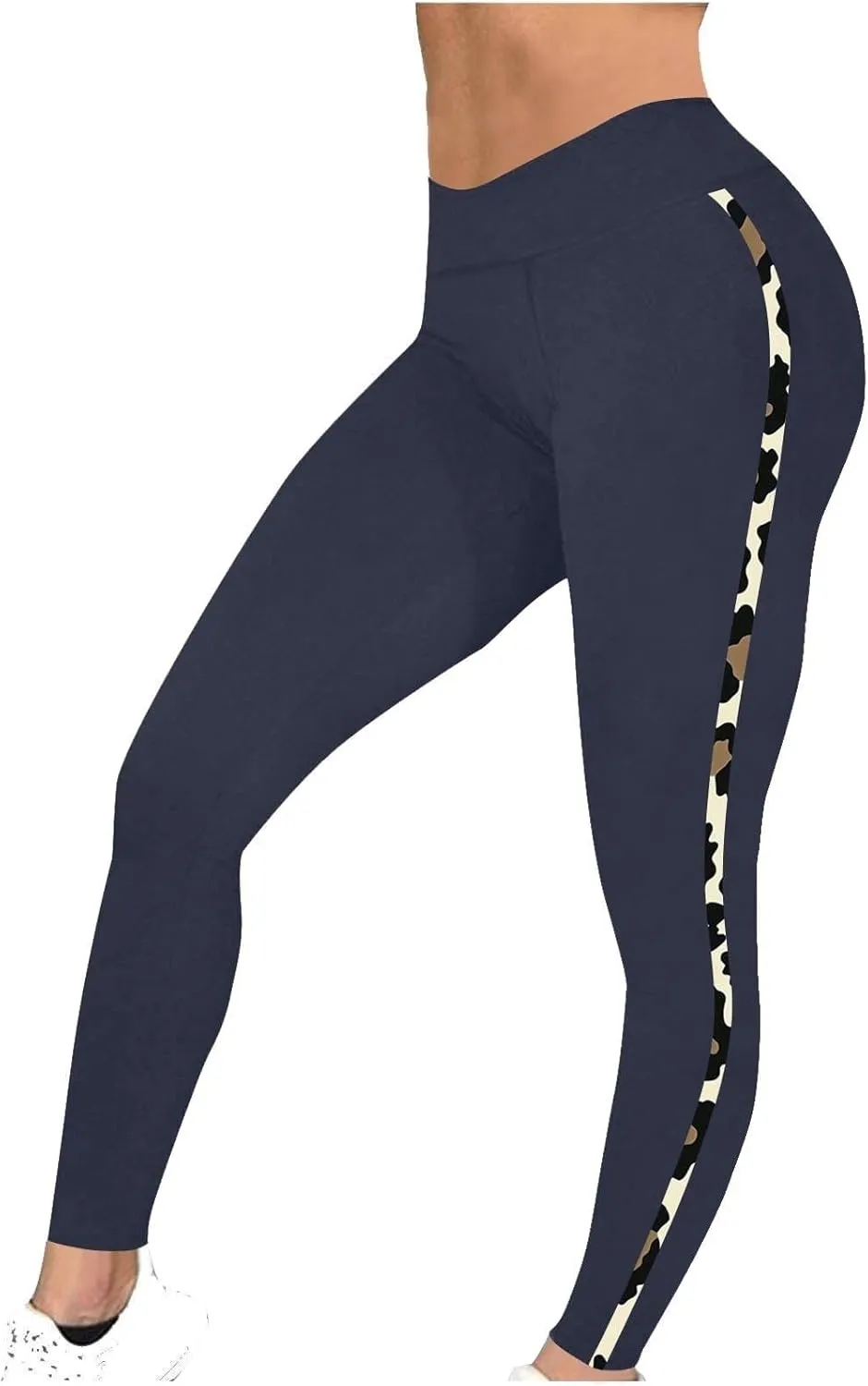 High-Waisted Stretch Yoga Pants for Women Leopard Printed Side Daily Sweatpants Stylish Casual Pant Suitable Exercise