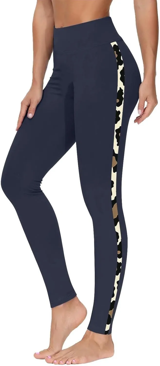 High-Waisted Stretch Yoga Pants for Women Leopard Printed Side Daily Sweatpants Stylish Casual Pant Suitable Exercise