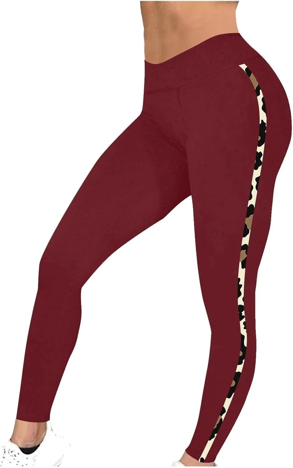 High-Waisted Stretch Yoga Pants for Women Leopard Printed Side Daily Sweatpants Stylish Casual Pant Suitable Exercise