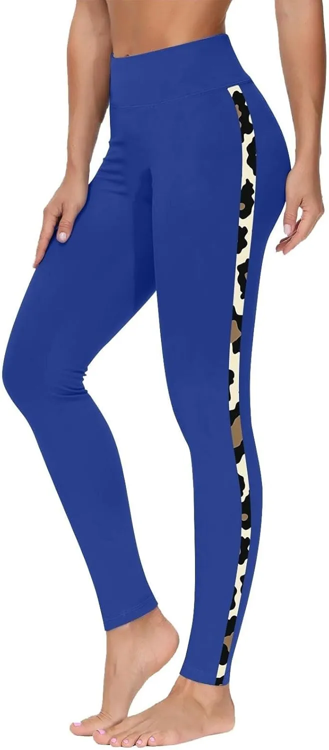 High-Waisted Stretch Yoga Pants for Women Leopard Printed Side Daily Sweatpants Stylish Casual Pant Suitable Exercise
