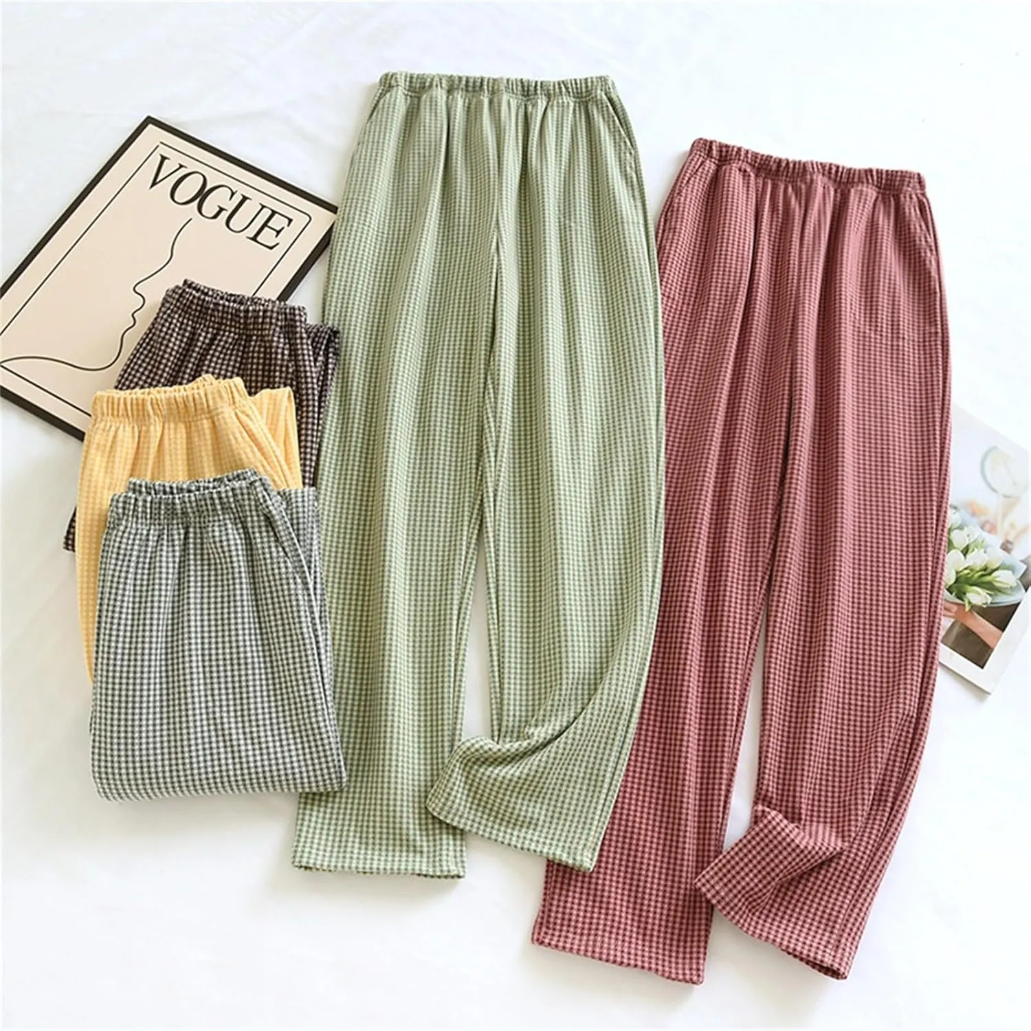 Home Leisure Pants for Women Stretchy Home Lounge Relaxing Thin Trousers Elastic Waist Lightweight Casual Pajama Pant